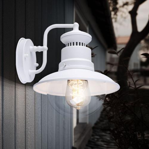 Außenlampe Wandleuchte Außenwandlampe Haustürlampe Wandlampe, Glas Stahl weiß, 1x E27, BxHxT 21,5 x