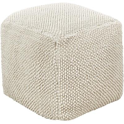 Pouf Hellbeige Baumwolle 45 x 45 x 45 cm Quadratisch Sitzkissen Sitzhocker Fusshocker Boho Stil Image