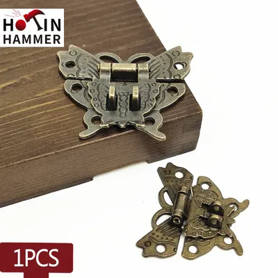 1pcs Butterfly Vintage Style Design Antique Bronze Hasp Latch Jewelry Wooden Box Lock Cabinet Buckle Case Locks Hardware Accesso