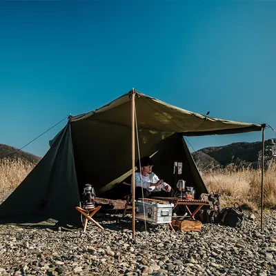 OneTigris ROC SHIELD Bushcraft Tent TC Version Configurable Camping Shelter With Poles Beach Tent For Backcountry Retreat