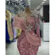 Floria Blush Pink Wedding Party Dress Luxury Ruffles Prom Dresses Long Sleeve Arabic Formal Occasion Dress Customzied Gala Gown
