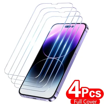 4PCS Tempered Glass For iPhone 11 12 13 14 15 Pro Max Glass Screen Protector For iPhone 14 15 Plus X