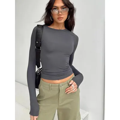 Women Casual Long Sleeve T-Shirts Spring Autumn Solid Slim Fit Pullovers Tees Shirts Female Streetwear Base Tees Tops Casual