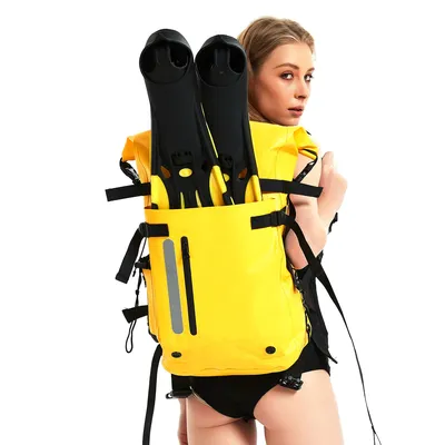Waterproof Backpack - Heavy Duty Roll-Top Closure, Dry Bag for Diving Fins and Diving Material, Unisex Adult