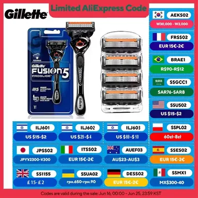 Gillette Fusion 5 Proglide Shaver Manual Safety Razor FlexBall Handle 5-layer Blade Refills for Men's Face Beard Shaving