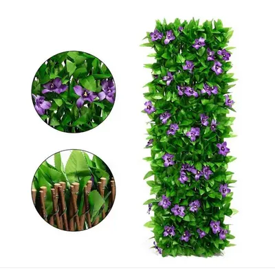 Artificial Hedge Screening Flowers Expanding Trellis With Leaves Flowers Expandable Faux Privacy Fence Garden Trellis Panels