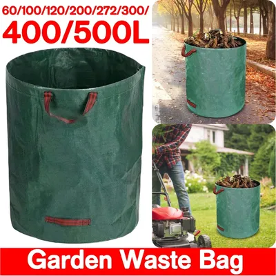 Garden Waste Bag 60L-500L Large Capacity Garden Bag Reusable Waterproof Leaf Sack Weed Trash Can Container for Leaf Storage Bag