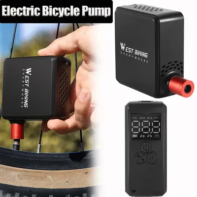 Electric Bicycle Pump LCD Display Mini Portable Inflator Multifunction Compact Air Pump Tire Pump Inflator Bike Accessories
