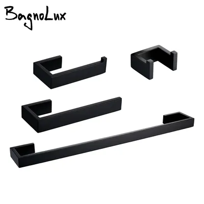 Stainless Steel Black Wall Mounted Screw Hook Paper Holder Towel/ Tissue Holder Towel Bar Bathroom