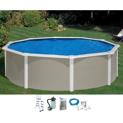 Rundpool MY POOL BWT "BELIZE 1", grau (grau, weiß), H:132cm Ø:460cm, Schwimmbecken, Höhe 132 cm, in verschiedenen Größen erhältlich