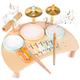 Toddlers Drum Set Toys for 3 Year Old Boy Girls,Baby Drum with Xylophone for Toddlers 3,Musical Instruments, Kids Wooden Montessori Toys for Babies, Christmas Birthday Gifts (wood)
