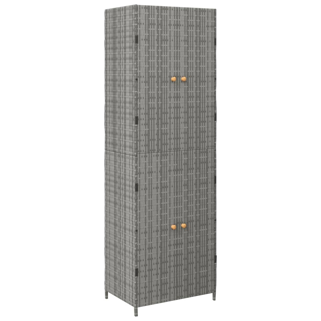 vidaXL Gartenschrank Grau 59x40x180 cm Poly Rattan Image