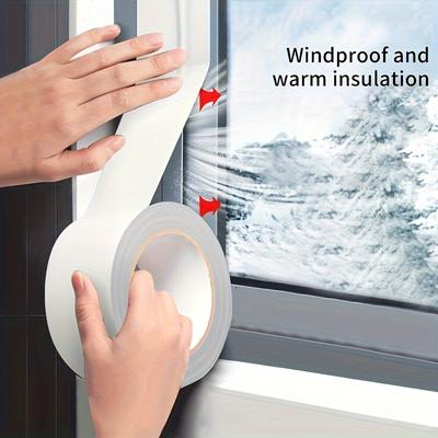 TEMU 1pc Window Windproof And Warm Film Window Tape, Winter Air Leakage, Windproof And Waterproof, Glue-free Sealing Strip, High Image