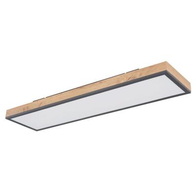 Led Deckenleuchte Doro 80x20cm Aluminium Graphit, Eichenoptik Deckenlampe - Globo