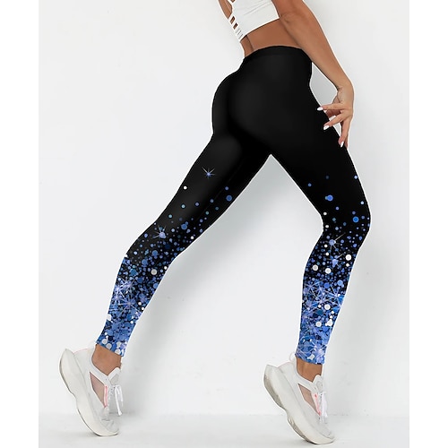 Damen Yogahose Po-Lifting Bauchkontrolle Hohe Taille Pilates Fitnesstraining Fitness Kurze Leggings Unterteile Farbverläufe Stelle Schwarz Gelb Blau Spandex Sport Sportkleidung Dehnbar Schmaler Image