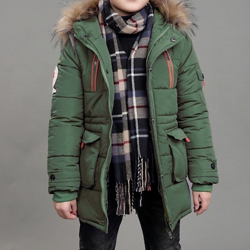 Jungen 3D Kinderdaunenjacke Einfach Buchstabe Daunenjacke Mantel Parka Langarm Winter Aktiv Cool Kinder 4-13 Jahre Schule Straße Normale Passform Image