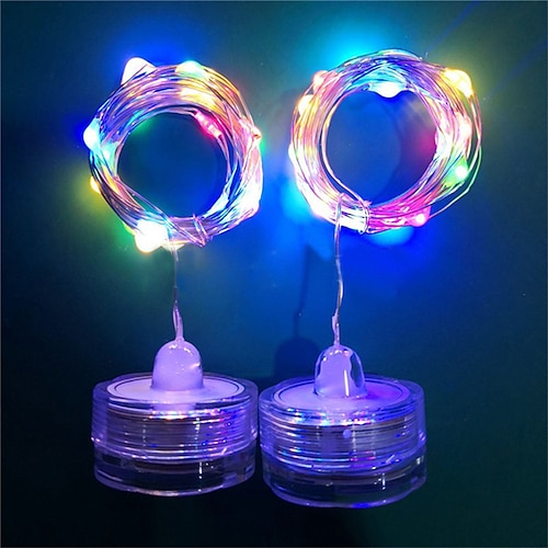 Elegante Hochzeitsempfangsfeier 10 Stück wasserdichte LED Kerzen Lichterkette 1m 2m Kupferdraht Lichterkette Girlande Tauchvase Flasche Feenlampe für Hochzeiten Image