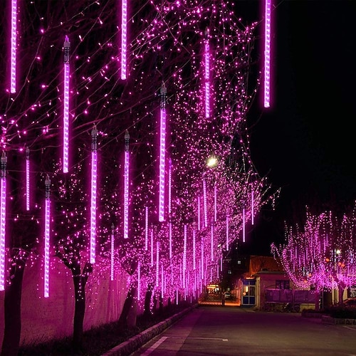 Meteorregen Regenlichter 8pcs 30cm Röhren Außen 11.8 Zoll Eiszapfen Schneefall Licht für Dekoration LED Dekoration Fallende Tropfen Lichterkette Image