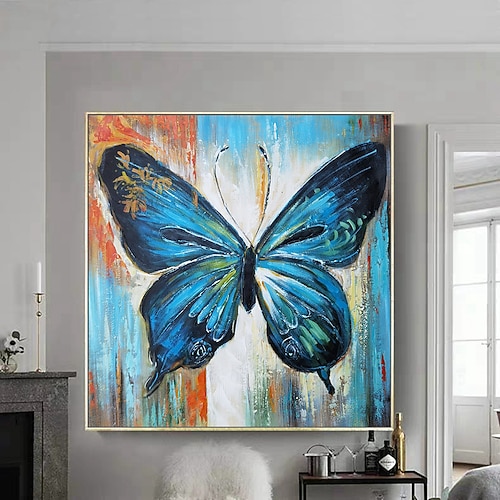 Mintura handgefertigte abstrakte Schmetterlings-Tier-Ölgemälde auf Leinwand, moderne Raumdekoration, Wandkunst, Bilder für die Inneneinrichtung, gerolltes, rahmenloses, ungedehntes Gemälde Image