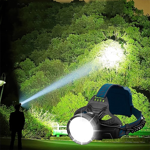 Superhelle wiederaufladbare LED-Stirnlampe, USB-Stirnlampe 4 Modi IPX5 wasserdicht 90° verstellbar für Camping, Wandern, Laufen, Jagen, Radfahren Image