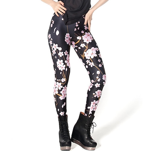 Per donna Collant Ghette Nero / Bianco Verde Blu Vita normale Casuale / sportivo Athleisure Fine settimana Yoga Stampa Elasticizzato Alla caviglia Comfort Cielo stellato Taglia unica / magro
