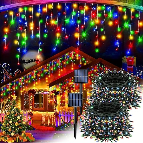 Solar Lichterkette Multi-Farben Solar betrieben mit 8 Modi wasserdichte Kupferdraht Feenlichter für Schlafzimmer Patio Garten Baum Party Hof Dekorationsbeleuchtung für Balkon Image
