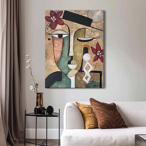handgemachtes Ölgemälde im Pablo Picasso-Stil, handgemaltes Pablo Picasso-Frauen-abstraktes Leinwandbild für Wohnzimmer, Schlafzimmer, Wohnkultur, Wandkunst, Pablo Picasso-Mädchengemälde Image