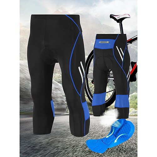 TRYSIL Herren Einfarbig Radsport-Radhose: 3/4 Fahrradhose Fahhrad Hosen Mountainbike MTB Straßenradsport Sport Bequem Atmungsaktiv Schwarz Blau Bekleidung Fahrradbekleidung Image