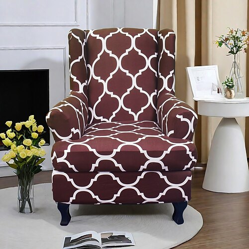 Ohrensesselbezug mit Blumenmuster, stilvoller und dehnbarer Schonbezug für Ohrensessel, langlebiger Möbelschutz, perfekt, um Ihrer Inneneinrichtung einen Hauch von Eleganz zu verleihen Image