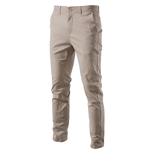 Herren Hose Chinos Freizeithose Tasche Knöpfe Einfach Komfort Täglich Geschäft Arbeit Mode Klassicher Stil Gelb Marineblau Mikroelastisch Image