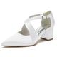 eleganti tacchi a spillo in raso bianco da donna con punta affilata – design con cinturino incrociato per matrimoni, feste formali e occasioni speciali