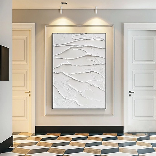 3D-Ölgemälde in Weiß, handgemalt, dickes strukturiertes Ölgemälde, handgemaltes beige-weißes Gemälde auf Leinwand, abstraktes 3D-Ölgemälde in Weiß mit Struktur, Wandkunst, Gemälde für Wohnzimmer, Image