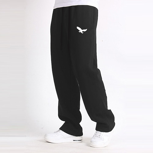 Herren Adler Jogginghose Thermohose Fleece-Jogginghose Kordelzug Elastischer Bund Lässig Alltagskleidung Tasche Gerade Hosen Winter 3D-Druck Schwarz Dunkelblau Grau Image