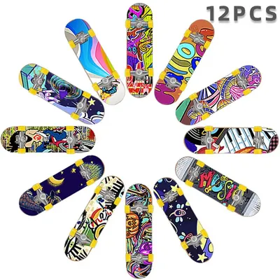 12 PCS Fingerboards Professional Mini Finger Skateboard Finger Sports Training Props for Kids