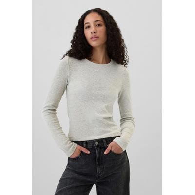 Gap Womens Grey Favourite Cotton-Modal Crew Neck Long Sleeve T-Shirt - Grey