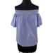 J. Crew Tops | J. Crew Blue White Striped Cotton Off-The-Shoulder Short Sleeve Top Blouse 4 | Color: Blue | Size: 4