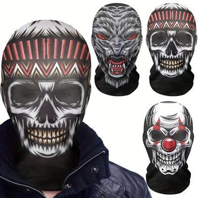 TEMU 3pcs Skull Face Pattern Breathable Mesh Full Face Anti-uv Balaclava, For Halloween Cosplay, Cycling, Motorcycle Riding, Skiing