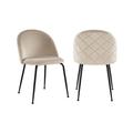 Sedia Velluto e Metallo Nero Opaco Beige - Lotto di 2 - MELBOURNE