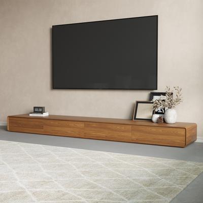 94.48"Modern Wood TV Stand,Walnut Veneer TV Console ,Rectangular Media Console with Storage ,Fully-Assembled