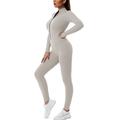 Combinaison Ensembles d'entraînement Femme Hiver Zip sur le devant Le Maillot de corps Spandex Yoga Aptitude Exercice Physique Contrôle du Ventre Lifting des fesses Respirable Des sports Tenues de