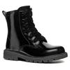 Schnürstiefel GEOX "J SHAYLAX GIRL A", Kinder, Gr. 26, schwarz, Leder, casual, Schuhe, Bikerboots, Winterstiefel, Boots mit Reißverschluss