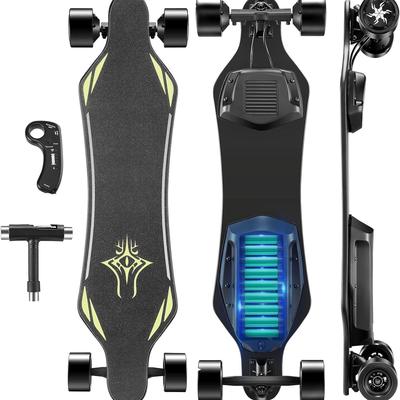 TEMU 20 Mph Electric With Remote, Powerful Motor, 9-ply Board, Max 28miles Extra-long Range, 6000 Mah Large Fast-charging Battery, -the-dark, 300lbs Capacity, Electric Skateboard For Outdoor Commuting