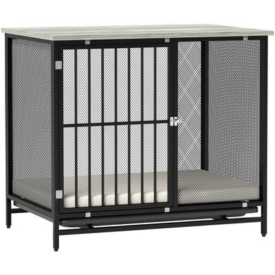Pawhut - Hundekäfig für Zuhause, Abschließbar Hundehütte mit Kissen, Hundebox mit Paletten, Image
