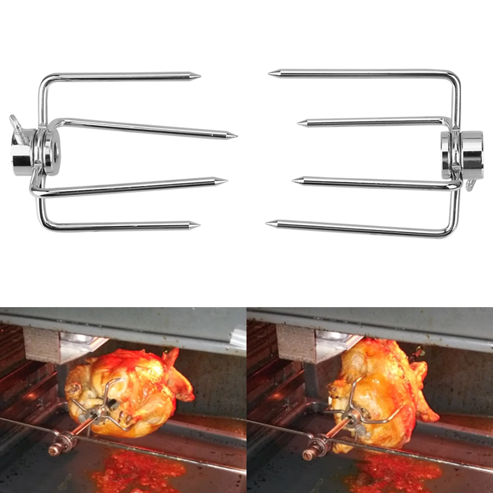 Fournitures de Barbecue gril de poulet au charbon de bois outil de Barbecue rôtissoire fourchette à viande rôtissoire fourchettes de Barbecue 2 pièces/ensemble fourchettes de Barbecue en acier