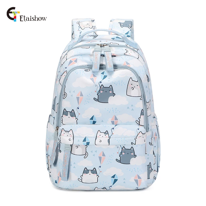 Sac à dos et sac à main Kawaii pour filles, sacs d'école mignons, impression de chat, retour à l'école, 2024