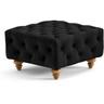 Walter - pouf chesterfield en velours - pieds bois