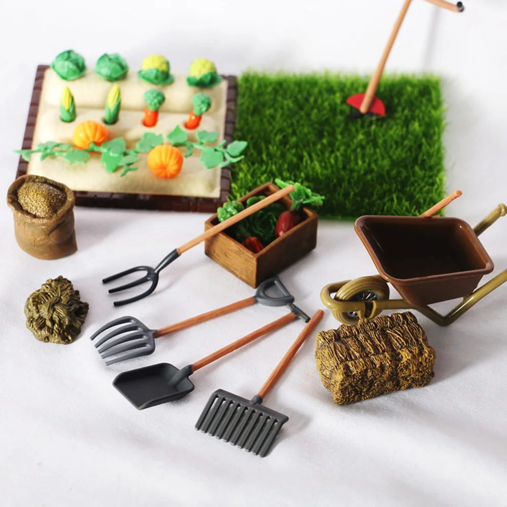 1 ensemble de Figurines miniatures pour maison de poupée, ferme de légumes en plein air, modèle à l'échelle, outils de plantation, modèles de Simulation, bricolage, décoration de maison, ornement