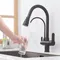 Robinet de cuisine avec filtre à eau Pure noir mat, double poignée, eau potable chaude et froide, robinets mélangeurs de cuisine extractibles