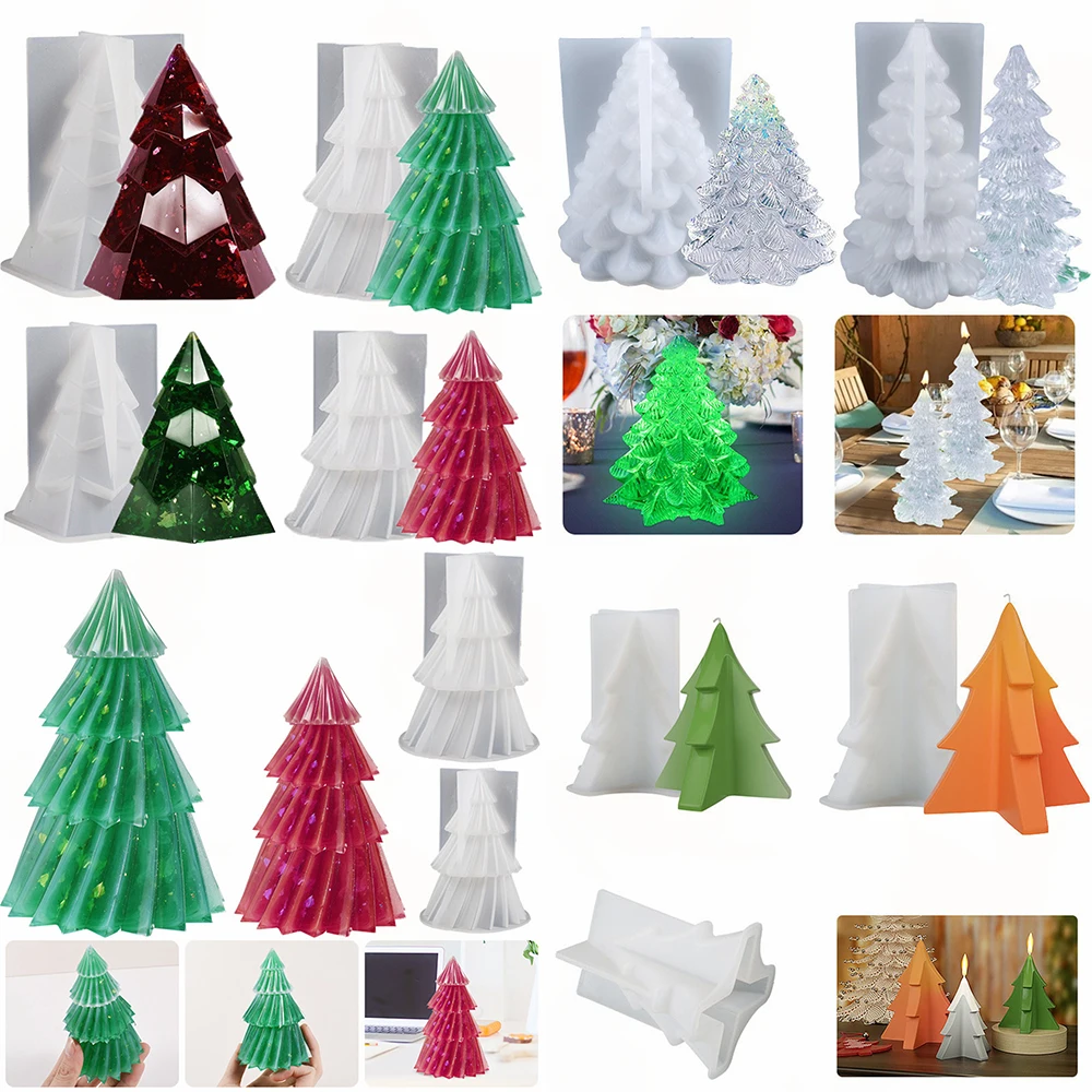 Moule en silicone pour sapin de Noël, outil de bougie en cristal bricolage, bande stéréoscopique à quatre coins, artisanat en résine xy, accessoire de décoration de fête, élection