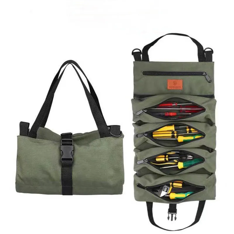 Rouleau d'outils multi-usages, sacs à outils enroulables, rouleau de clé, sacs d'électricien, organisateur d'outils, Kit de premiers secours pour voiture, mallette de rangement enveloppante